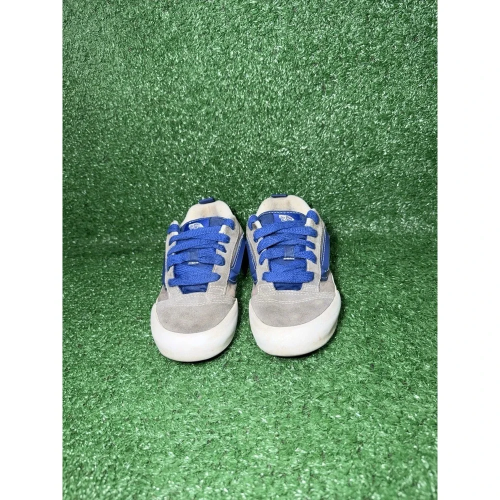 Vans Knu Skool Boys Size 2.5Y Grey Blue Casual Walking‎ Shoes Skate Sneakers
